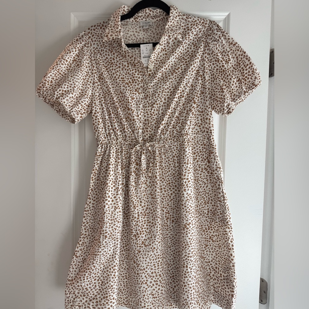 J. Crew Leopard Print Puff Sleeve Mini Dress